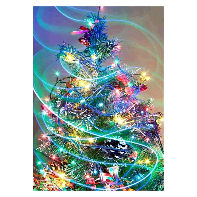 Cuadros Decorativos (DF4434) 5D DIY taladro completo diamante pintura luz árbol de Navidad punto de cruz bordado 20X30cm Tmvgtek embutido en tela