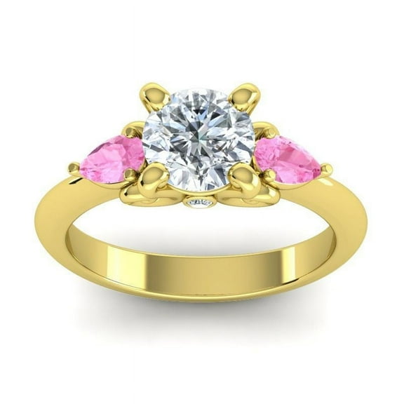 2.50 Carat Round Cut Natural Diamond Pink Sapphire Gemstone Elegant Anniversary Ring for her Solid 14K Yellow Gold Size 7 by Diamond-Capitals