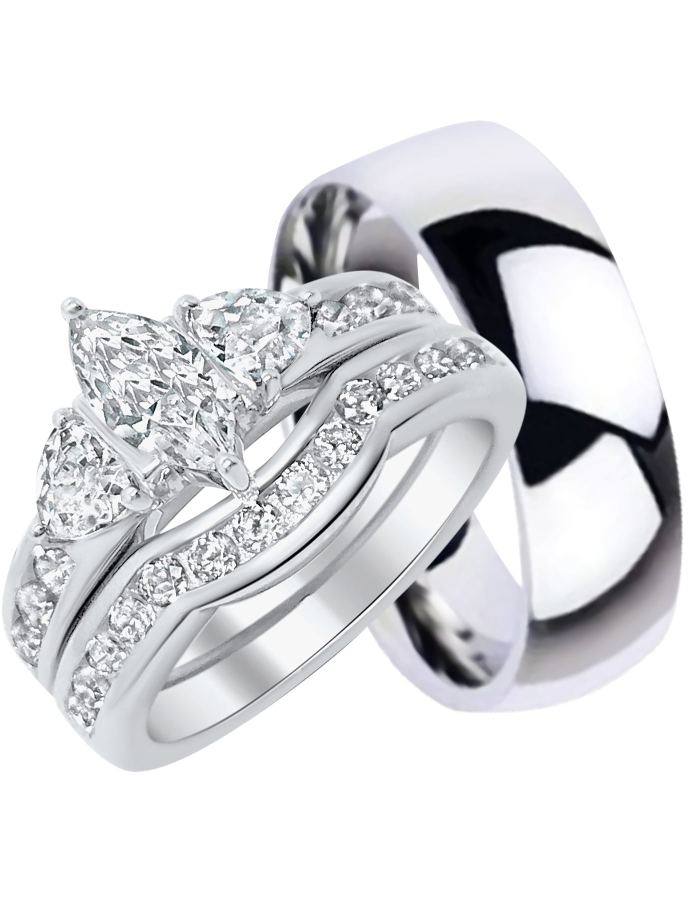 LaRaso Co His and Hers Wedding  Ring  Set Matching Trio 