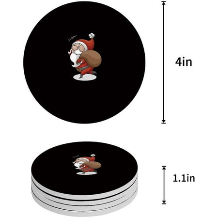 

FMSHPON Merry Christmas Santa Claus Set of 8 Round Coaster for Drinks Absorbent Ceramic Stone Coasters Cup Mat with Cork Base for Home Kitchen Room Coffee Table Bar Decor