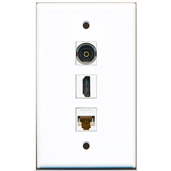 RiteAV - 1 Port HDMI 1 Toslink 1 Cat6 Ethernet White Wall Plate