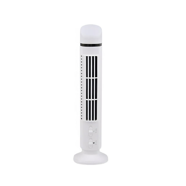 15" Mini 360° Rotating Tower Fan with 2 Speed Settings, Stand Fan, Black and White