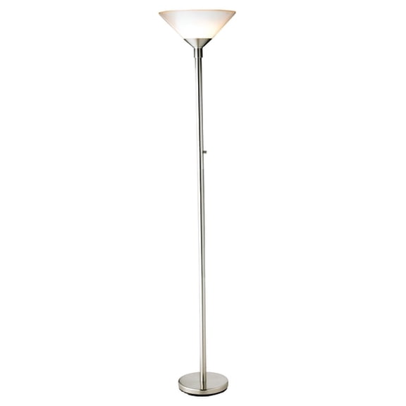 Adesso® Aries 300W Torchiere Floor Lamp, 73"H, White/Silver