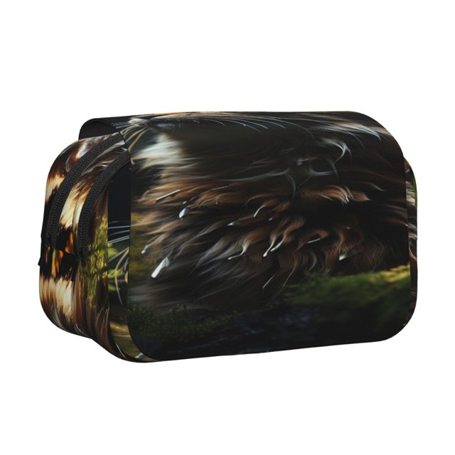 Disketp Realistic Style Cute Cat Estuche de Lápices de Doble Capa con Tapa Abatible y Cremallera, Organizador Escolar para Adolescentes y Adultos