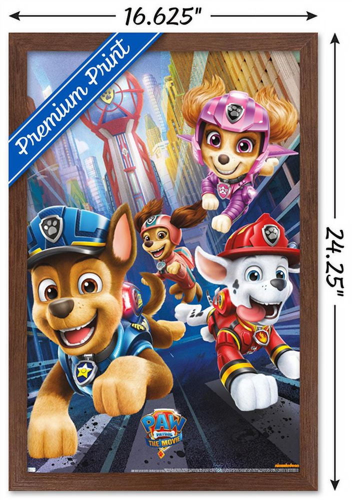 Nickelodeon Paw Patrol Movie - Action Wall Poster, 14.725" x 22.375", Framed