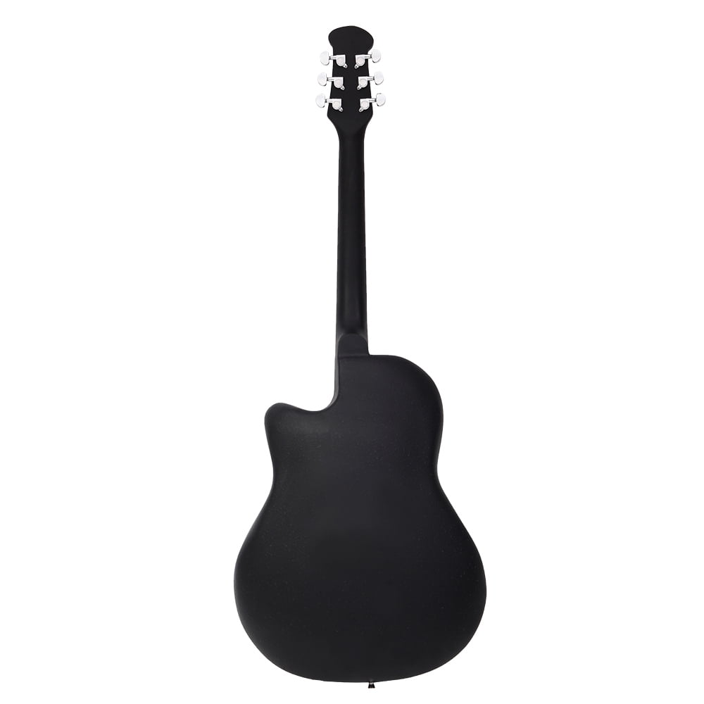 41inch Cutaway Round Back Acoustic Guitar Spruce Top Grape Hole, Black