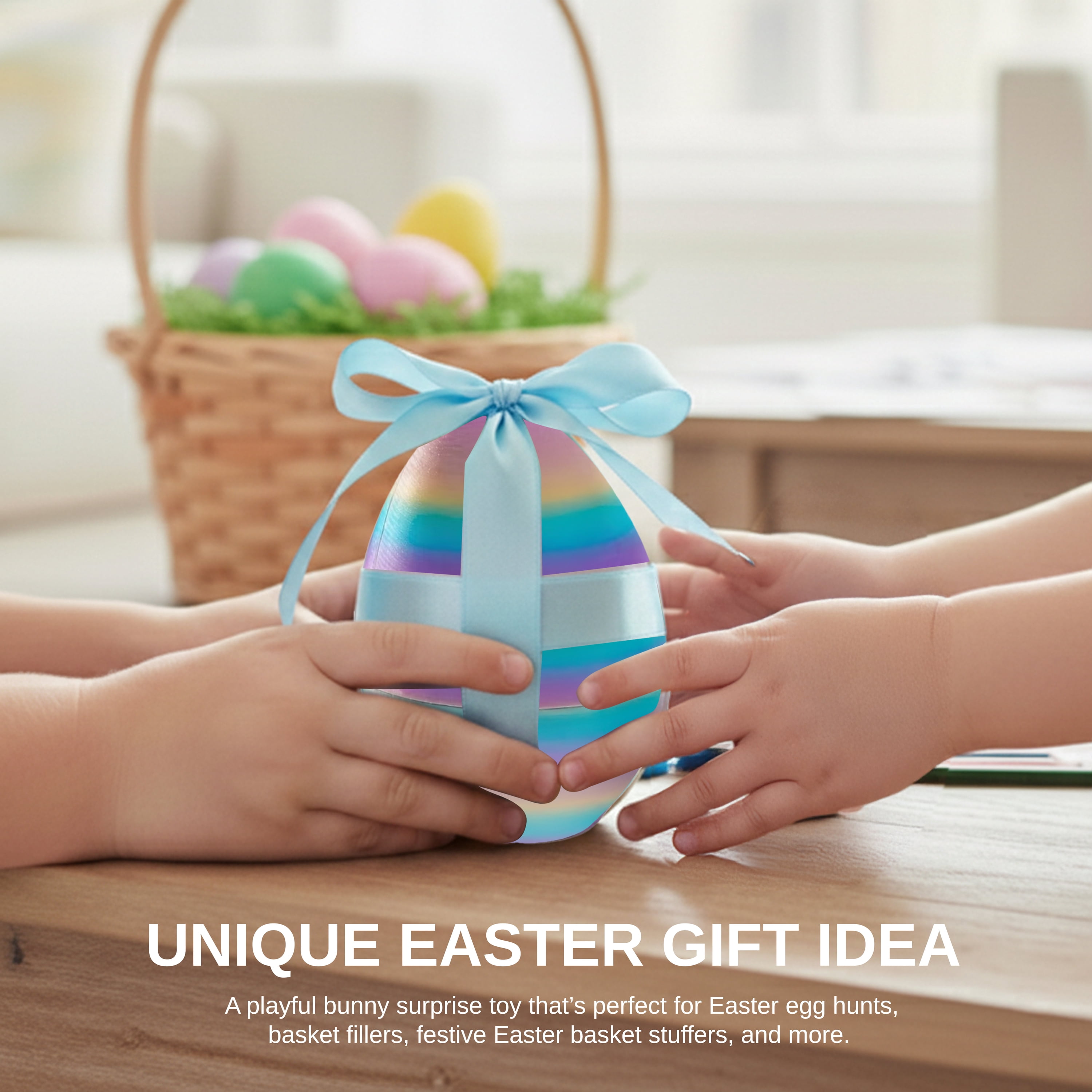 Sperric 3D Printed Bunny Surprise Eggs, 4.3” Prefilled Easter Egg with Articulated Bunny Fidget Toys, Easter Egg Toy Basket Stuffers for Kids, 2-Pack