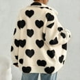 thumbnail image 5 of WTOBBY Women's Loose Winter Cardigan with Long Sleeve, Zipper Front, Solid Color, and Heart Print Plush Jacket,Black L, 5 of 5