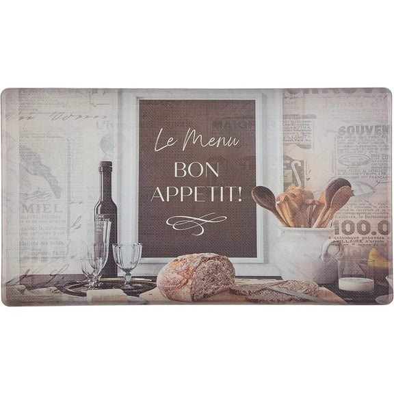 J&V TEXTILES Kitchen Runner Rugs Anti-Fatigue mats,Non Slip Waterproof Ergonomic Comfort Mat for Kitchen, Floor Home, Office, Sink, Laundry Bon Apetit, 20" x 36"