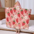 thumbnail image 5 of Strawberry Plants Fruit Flower Heart Hooded Bath Towel，60"x35" for Ages 3 To 12 Kids, Quick Dry Lightweight Soft Microfiber Hood Beach Towel Cover Up for Kids, 5 of 7