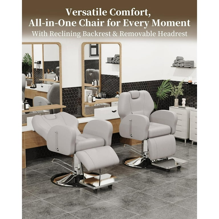 Baasha White Reclining Salon Chair Baasha Gold Reclining Salon