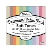 Premium Cdstk Pk 12x12 48pc Ast Textured Soft Tones