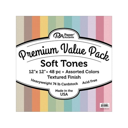 Premium Cdstk Pk 12x12 48pc Ast Textured Soft Tones