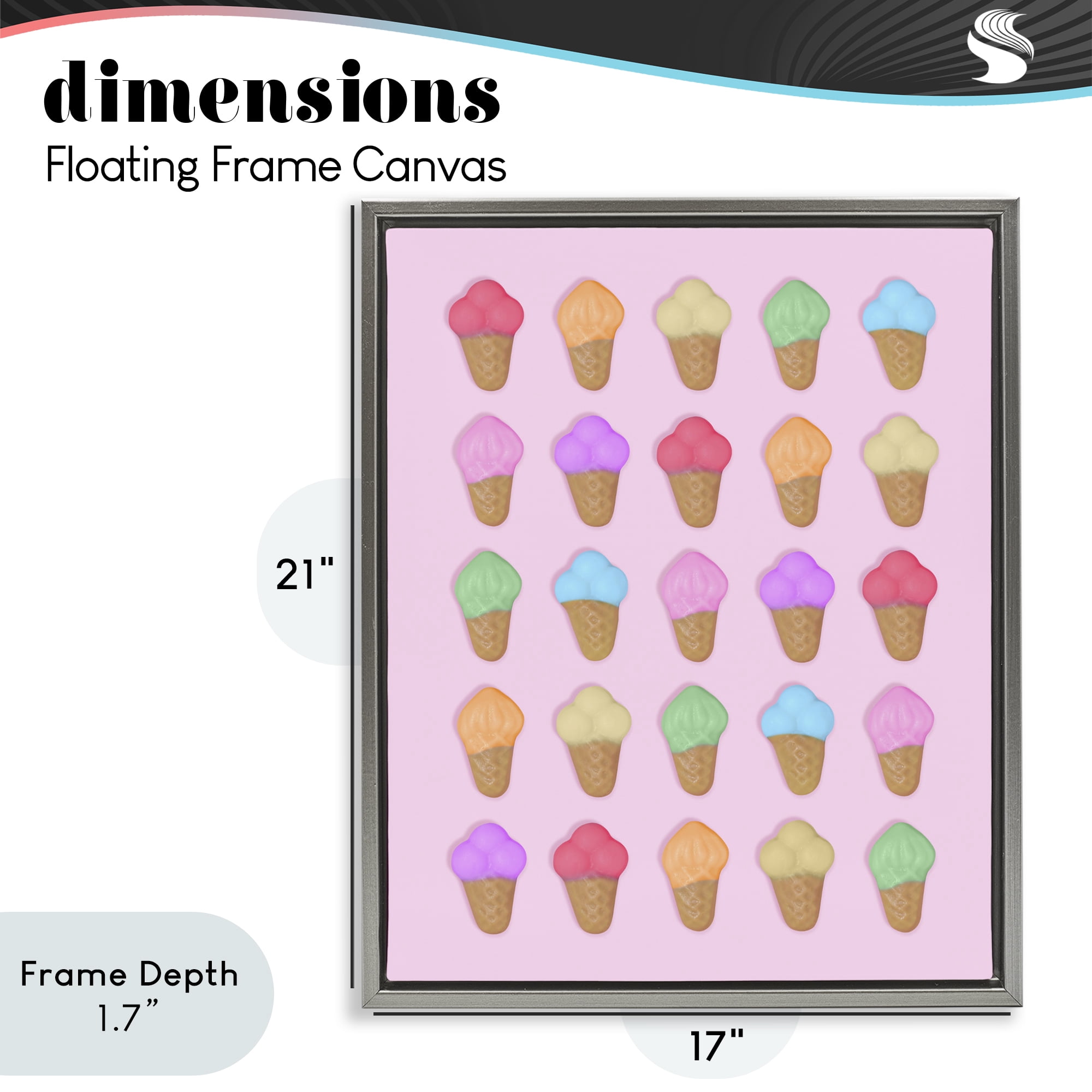 Stupell Industries Ice Cream Shaped Candies Gray Framed Floater Canvas Wall Art, design by LISH Creative
