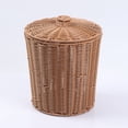 thumbnail image 5 of Cubo de almacenamiento de plástico tejido, cesta de almacenamiento creativa con tapa, bote de basura de escritorio, cesta de almacenamiento para sala de estar, dormitorio y baño, 5 of 5