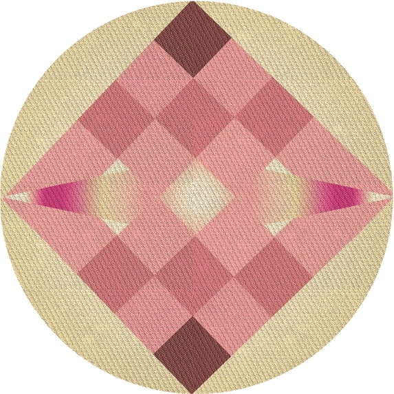 Ahgly Company Indoor Round Patterned Sunrise Orange Area Rugs, 8' Round