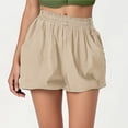 thumbnail image 3 of Bubble Shorts for Women Summer Casual Elastic High Waist Lightweight Loose Puffy Shorts with Pockets, 3 of 6