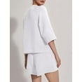 thumbnail image 4 of Bliwov Womens Two Piece Sets Summer Lounge Outfits 2 Piece Sweatshorts Fashion Tracksuit 3/4 Sleeve Trendy Athletic Clothing, 4 of 11
