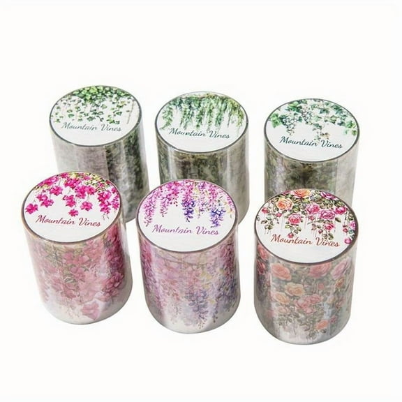 Forest Vine Washi Tape Set (6 Rolls) - Botanical Branch Patterns for Scrapbooking, Bullet Journals & Nature-Themed Crafts