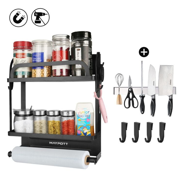 AGPTEK Fridge Spice Rack, 2 Tier Kitchen Organizer Spice Shelf