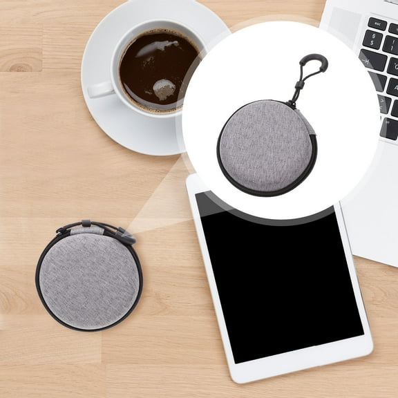 HEMOTON  Data Cable Storage Bag Ear Buds Earbud Case with Clip Headphones Travel Silver
