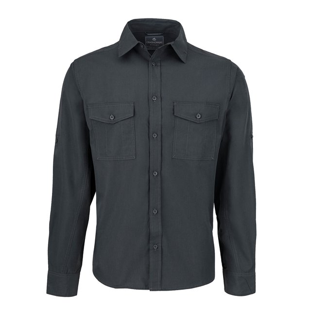 Craghoppers - Camisa Expert Kiwi de Manga Larga para Hombre (Gris Carbón)
