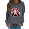 thumbnail image 1 of Wyzesi Sweatshirts en Coton pour Femmes, Motif Amusant, Sweatshirts à Col Rond, Manches Longues, Pull-Over, Automne, Bleu, 1 of 6