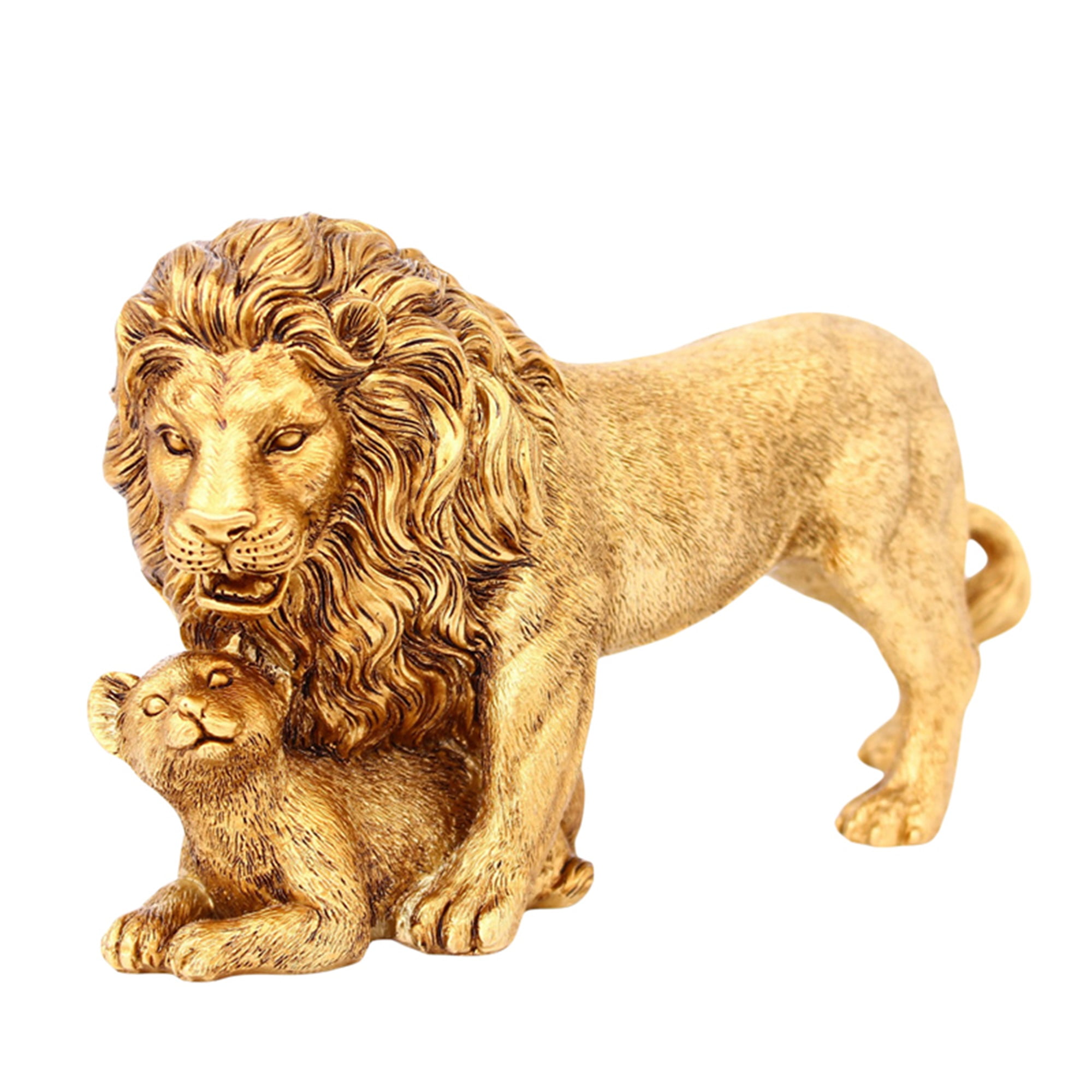 Resin Lion Ornaments Lion Father and Cub Statue Sculptures for