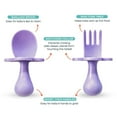 thumbnail image 5 of Grabease Baby Feeding Utensil Set - Ergonomic Self-Feeding & Toddler Spoon & Fork - Sturdy Plastic Training Silverware for Toddlers - Travel Pouch & Silverware for 1-Year-Olds - Lavender, Pack of 1, 5 of 9