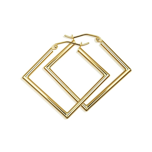 14K Yellow Gold Reversible Square Latchback Earrings