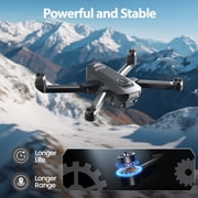 Drones with Camera for Adults 4K, Wefone WF33 GPS Foldable Drone with 4.5 Screen on Remote, 8GB Card, Under 249g, Brushless Motor, 2 Batteries, Gray
