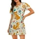 thumbnail image 1 of Easygdp Whimsical Fox Floral Garden Camisón de manga corta para mujer, informal, estampado, 1 of 6