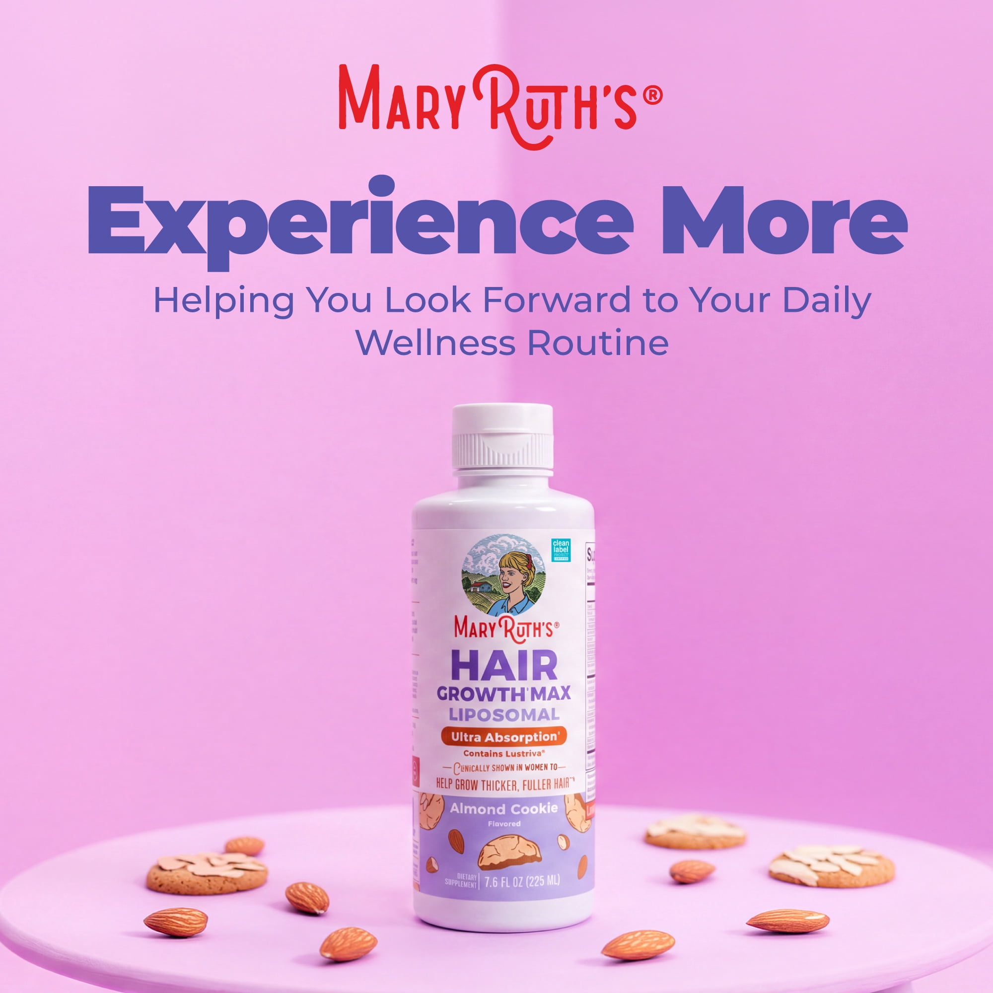 MaryRuth's Hair Growth Max Liposomal, Ultra Absorption, Contains Lustriva, 7.6 fl oz, Almond Cookie