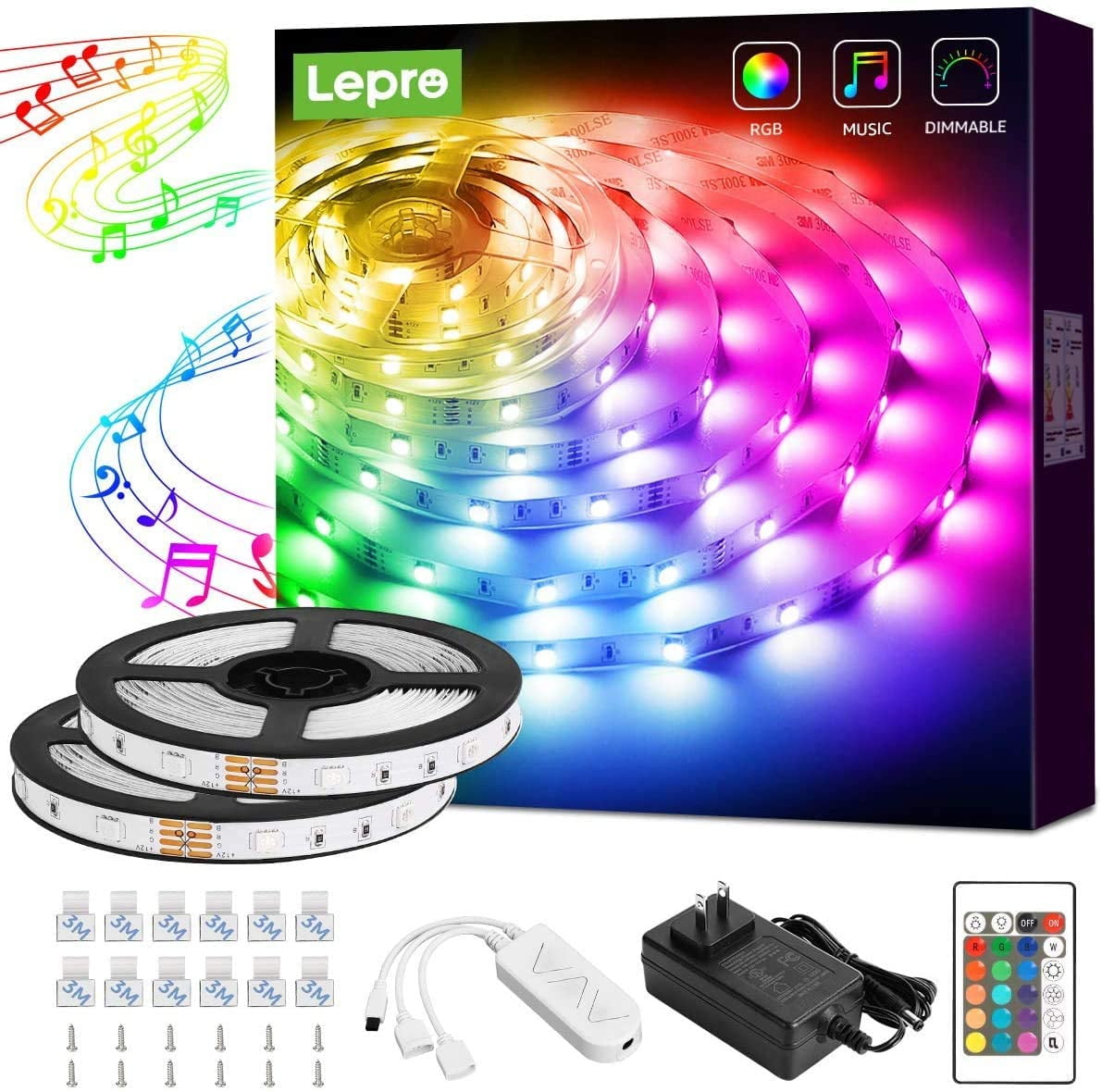 Lepro Led Strip Lights Music Sync Rgb Led Lights For Bedroom 328ft