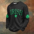 thumbnail image 2 of Jinhomg St Patricks Day Shirt for Men Green Waffle Crewneck T-Shirts Elbow Shamrock Print Long Sleeve Tops Funny Breathable Workout Tee Pullover Black,XL, 2 of 4