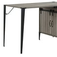 thumbnail image 3 of Modern Grey Oak Desk With Sliding Door And Cord Management, Space Black Writing Table Barn Door, Office Look, 3 of 4