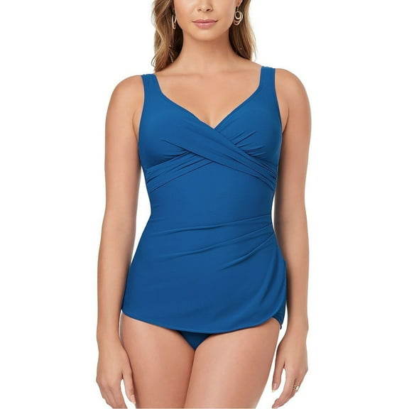 Croft & Barrow Midnight Blue Tummy Control Sarong One-Piece Swimsuit Women's 6
