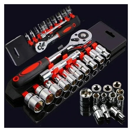 Ratchet Socket Wrench Set Drive Sockets Set Extension Rod Multi-Function Ratchet Spanner Repair Tool