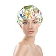 thumbnail image 3 of Disketp Birds And Flowers Shower Caps,Reusable Shower Cap For Women, Double Layer Waterproof Hair Cap, Large Size For All Hair Lengths,For Girls Spa Home Salon Use, 3 of 9