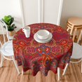 thumbnail image 6 of Red Paisley Floral Flower Round Tablecloth Thicken Desk Cloth Washable Table Cover Table Cloth for Kitchen Daily Dinning Party Tabletop Decor 60 Inch, 6 of 6