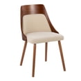 thumbnail image 6 of LumiSource Walnut Wood, Cream Noise Fabric Folia-Anabelle Square Dining Set - 5 Piece, 6 of 6
