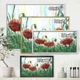 thumbnail image 4 of Three Red Bright Poppy Flowers On A Green Meadow 40 in x 30 in Framed Painting Canvas Art Print, by Designart, 4 of 5
