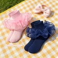 thumbnail image 7 of TELOLY 2Pairs Kids Socks,1-3 Years Old Ruffle Socks,Lace Trim Lace Socks,Combination2, 7 of 7