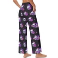 thumbnail image 2 of Psesaysky Women's Wide Leg Pants Skull Purple Rose Print Trendy Fall Clothes Elastic High Waisted Casual Lounge Palazzo Pant Trousers with Pockets, Size S, 2 of 7
