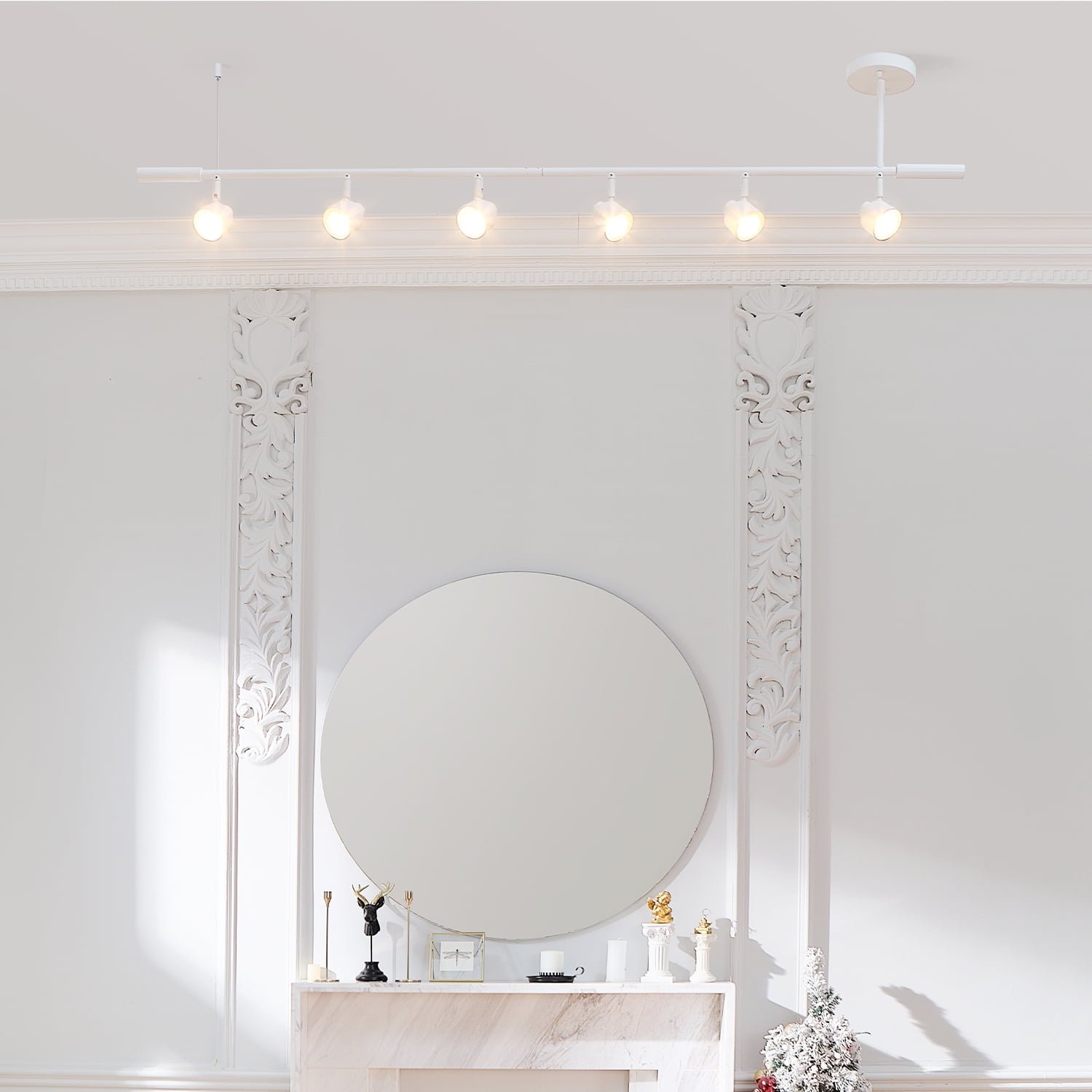 Globe Electric 6-Light Matte White Adjustable Track Light with Pivoting Shades, Minimalist Design