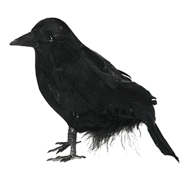 Adornos de cuervo, llamativos, delicados, de textura, hechos a mano, de plumas, decoración de Halloween para el hogar_ahf