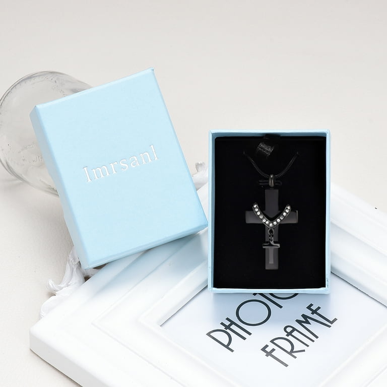 Antler Cross Necklace Cross Urn Necklace For Ashes, Stainless Steel Cross Memorial Cremation Ashes Urn Pendant Necklace Keepsake Jewelry Urn Gold Locket Bracelet