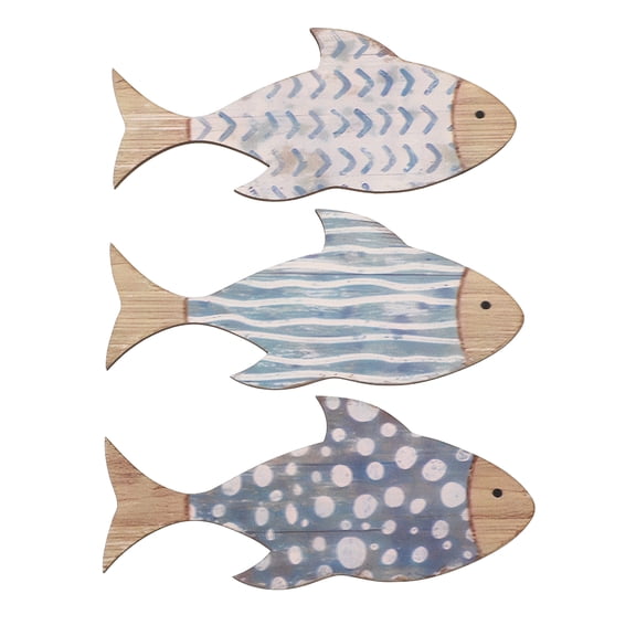 3pcs Fish Wall Decor: Beach Nautical Coastal Theme Fish Wall Sculpture Lake House Ocean Decor Vintage Ornaments For Home Bathroom Decoration