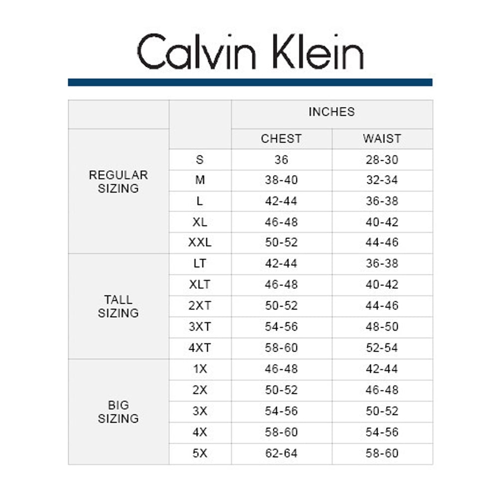 Calvin klein dress shirt size chart 2025
