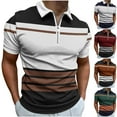 thumbnail image 5 of ZCFZJW Men's Polo Shirt Casual Short Sleeve Half Zip Up Striped Color Block Pattern Graphic Printed Tops Trendy Lapel Slim Fit Golf Athletic Shirts Green XL, 5 of 5